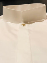 Charger l&#39;image dans la galerie, Chemise Col Indien paré: Popeline blanche et Or Jaune 18 carats