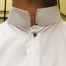 Charger l&#39;image dans la galerie, Chemise Col Indien paré: Popeline blanche et Or Jaune 18 carats